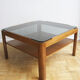 Table basse carrée en teck et verre - 1970
