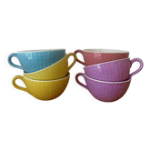 Set of 6 vintage coloured cups Digoin Sarreguemines