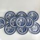 Set of 10 dessert plates, Asian pattern, Churchill, England 1970.