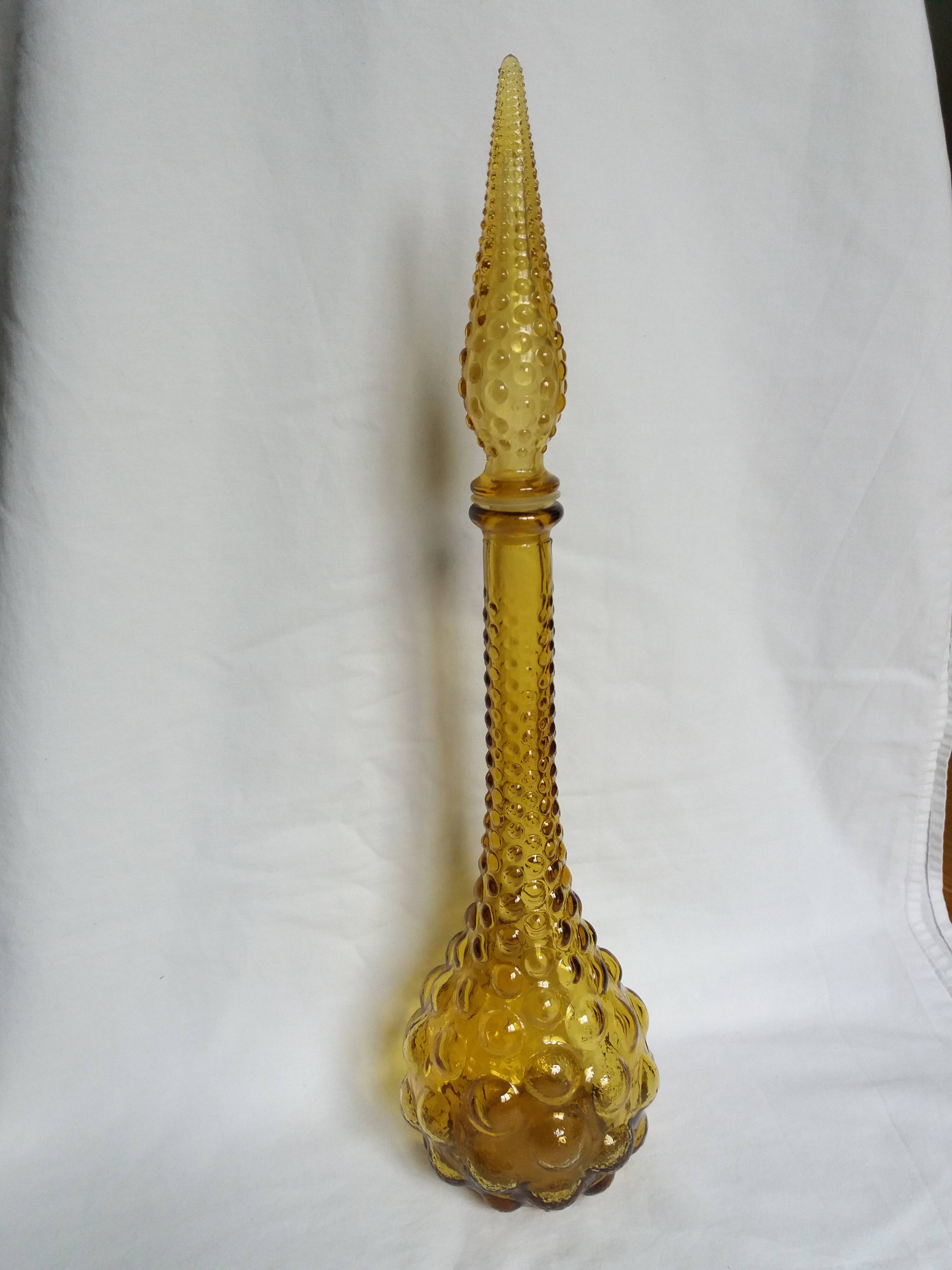 Carafe Empoli Italy Genie bottle in amber glass
