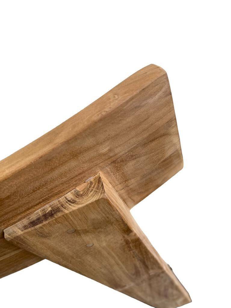Solid wood chair with a linen-look seat.