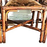 3 Chaises En Rotin Assise Velours