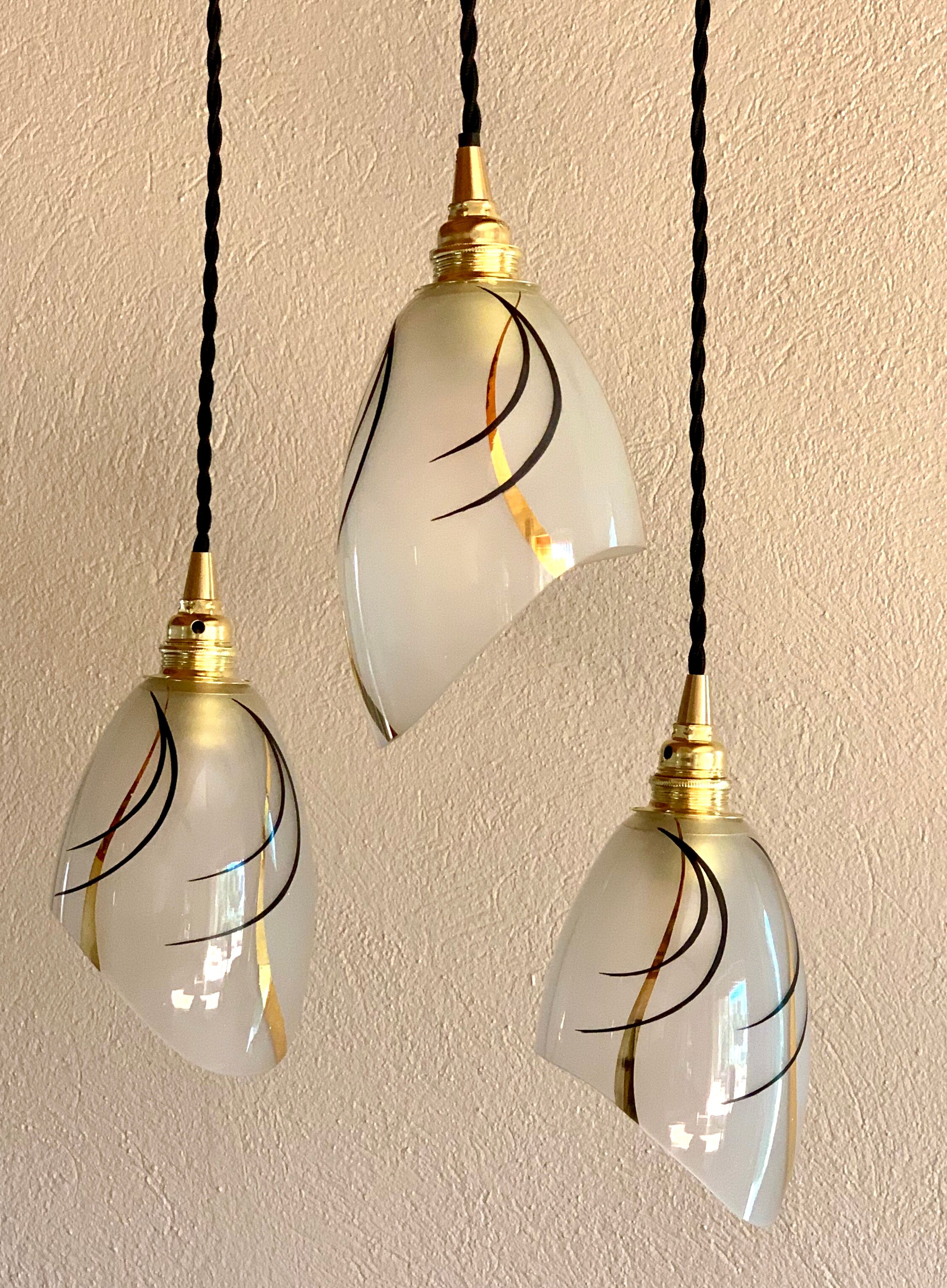 Suspension waterfall art deco tulips glass