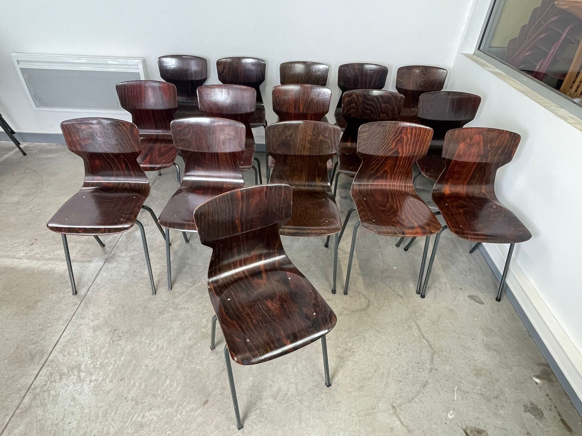 Lot of 16 obo erome chairs, 70s Germany