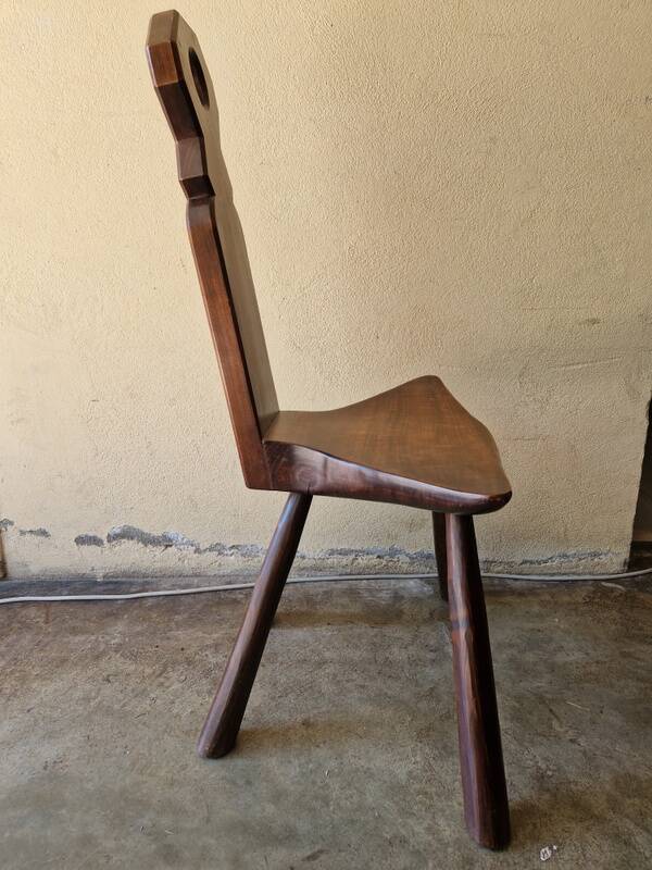 Stool Chair - 20th Century Brutalist Work - Stained Walnut