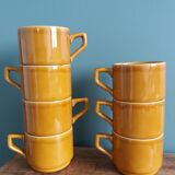7-cup bistro coffee set in caramel mustard color