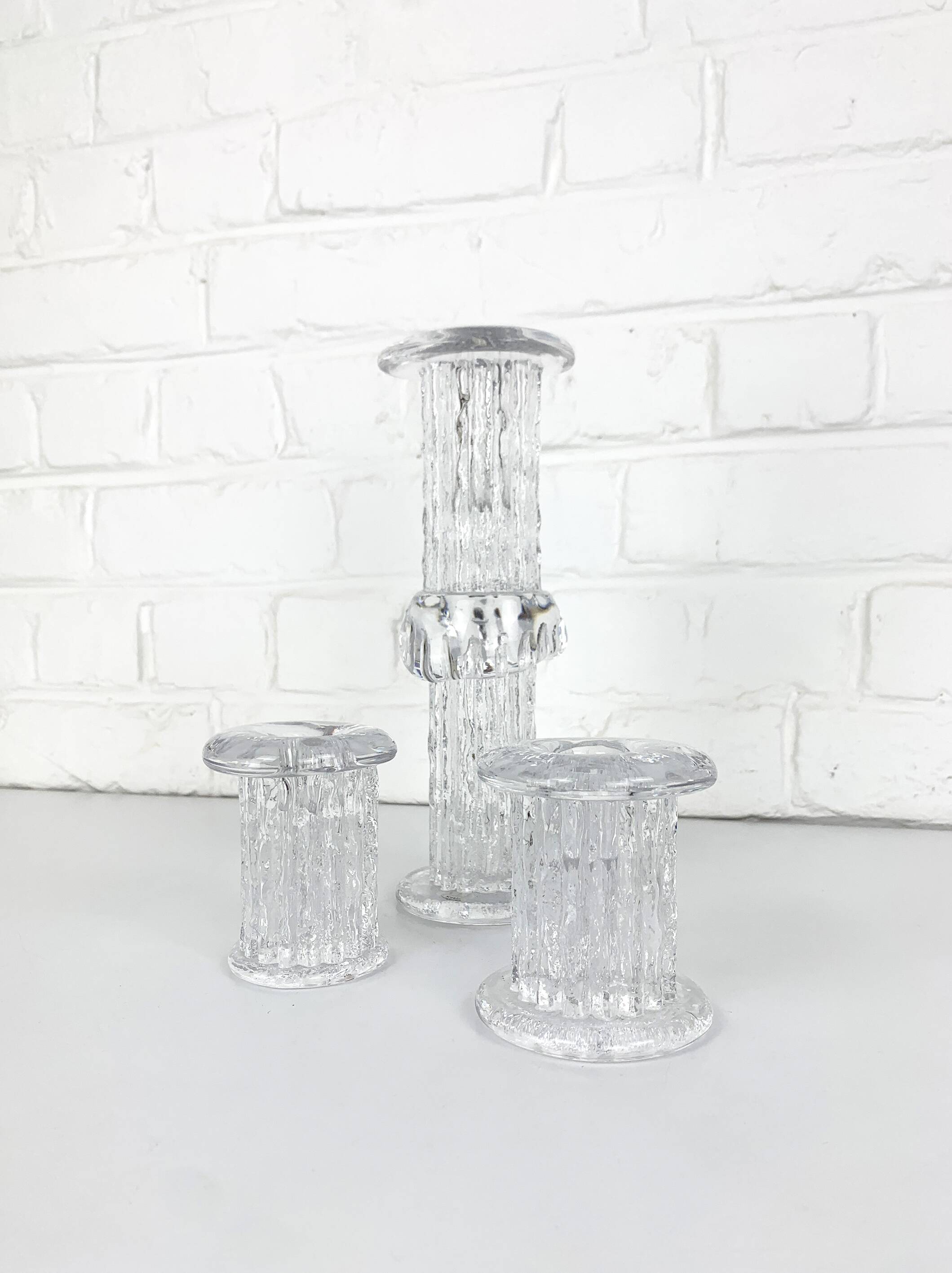 Bougeoirs en verre par Göran Wärff pour Kosta Boda, Suède, années 1970