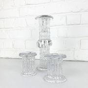 Glass candle holders by Göran Wärff for Kosta Boda, Sweden, 1970s.