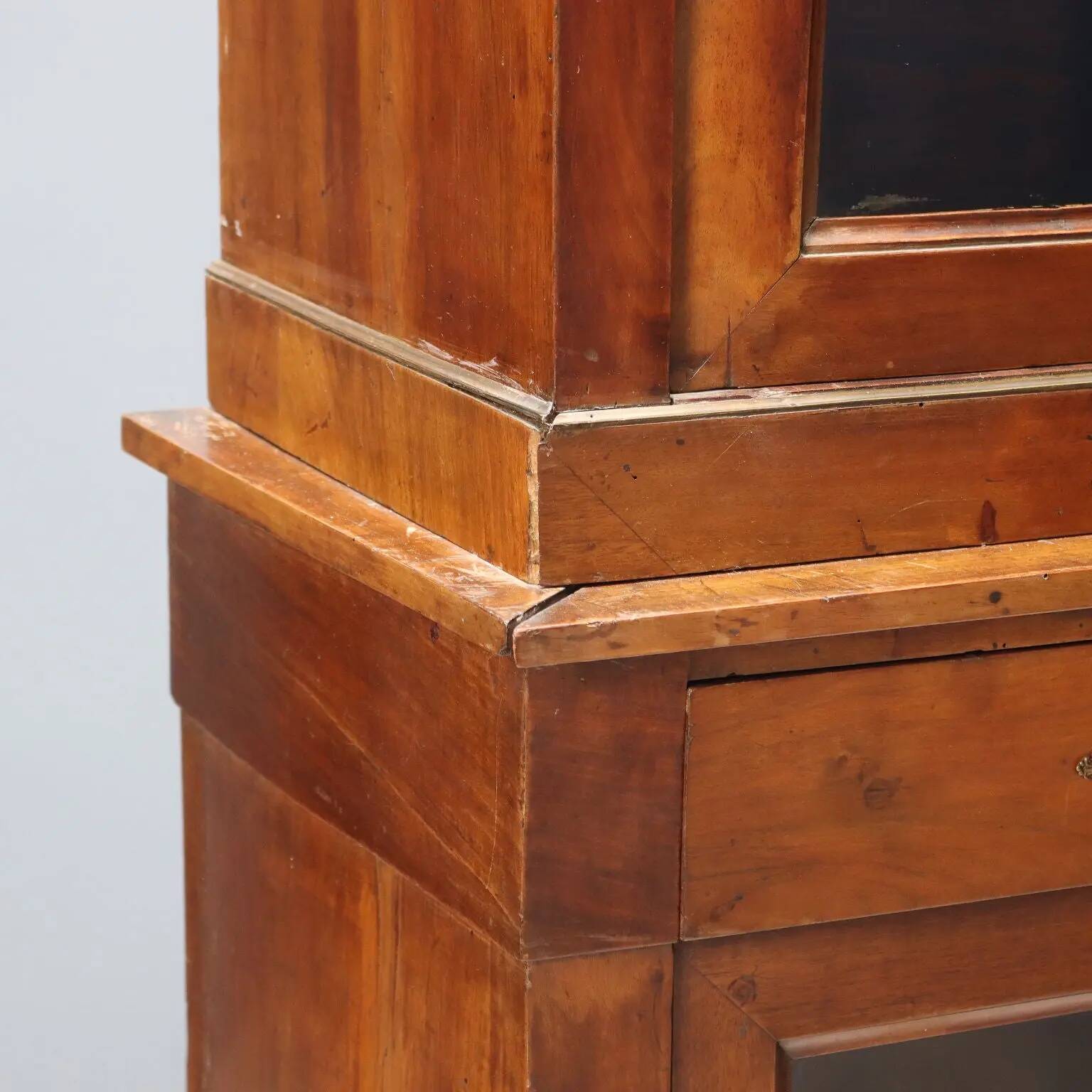 Empire display cabinet in walnut and bronze, Italy, 19th century