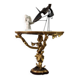 Carved and Gilded Wooden Console Imitating Natural Wood, Italy circa 1880