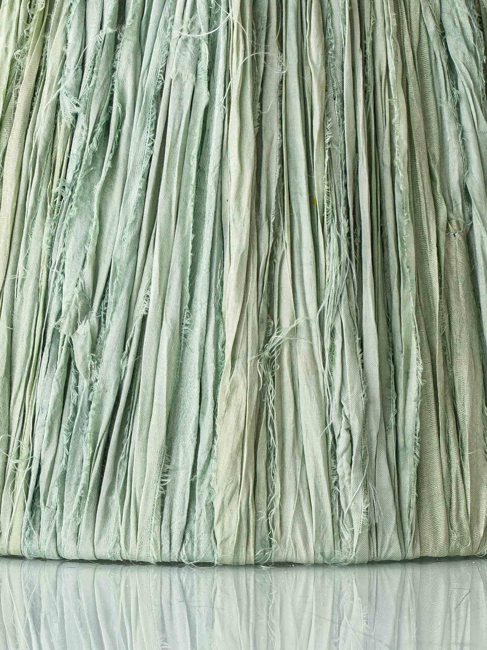 Art Deco Japonisme ceramic table lamp, 1928, new silk sari ribbon lampshade.