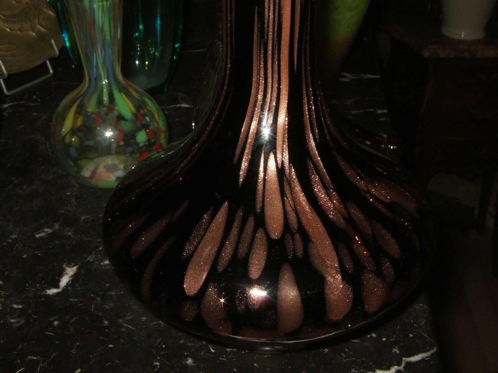 Aventurine glass inclusion vase