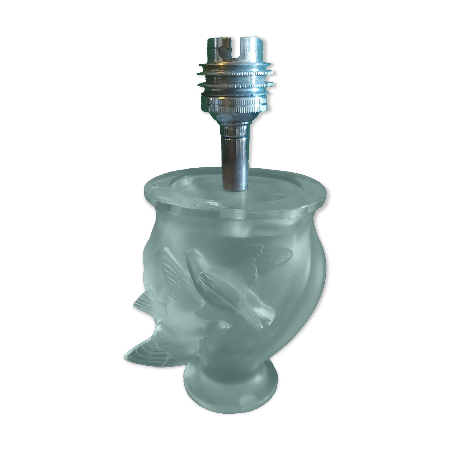 Lalique crystal lamp foot, doves