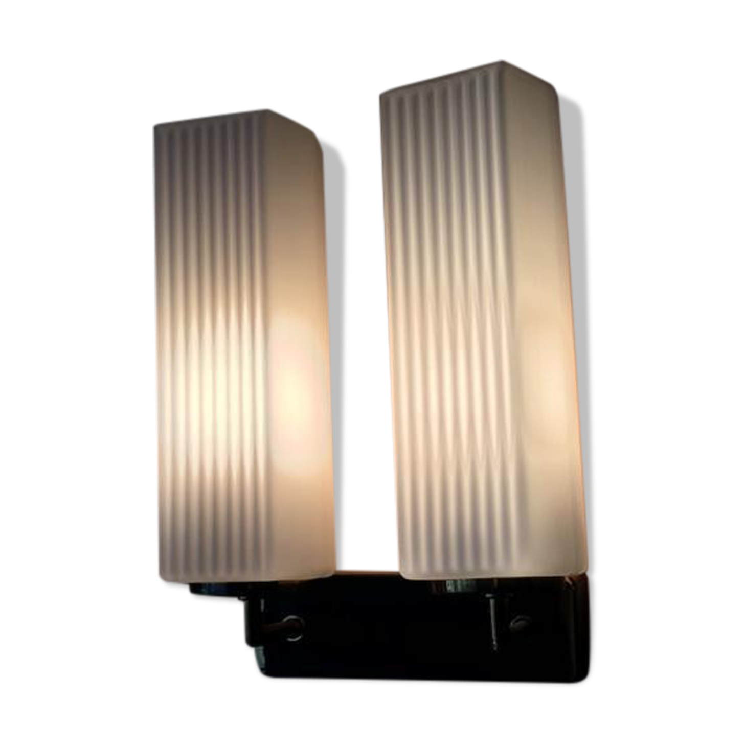 Pair of sconces in opaline and brass