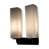 Pair of sconces in opaline and brass