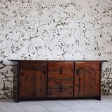 Enfilade by Silvio Coppola in stained solid wood, 1970.