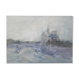 Painting by Nagao USUI: "View of Paris, apparition of Notre Dame Cathedral"