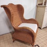 Wicker and rattan armchair