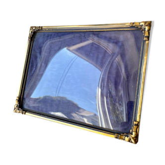 Vintage gold colored metal picture frame art deco  16.5 cm x 12.5 cm  convex glass