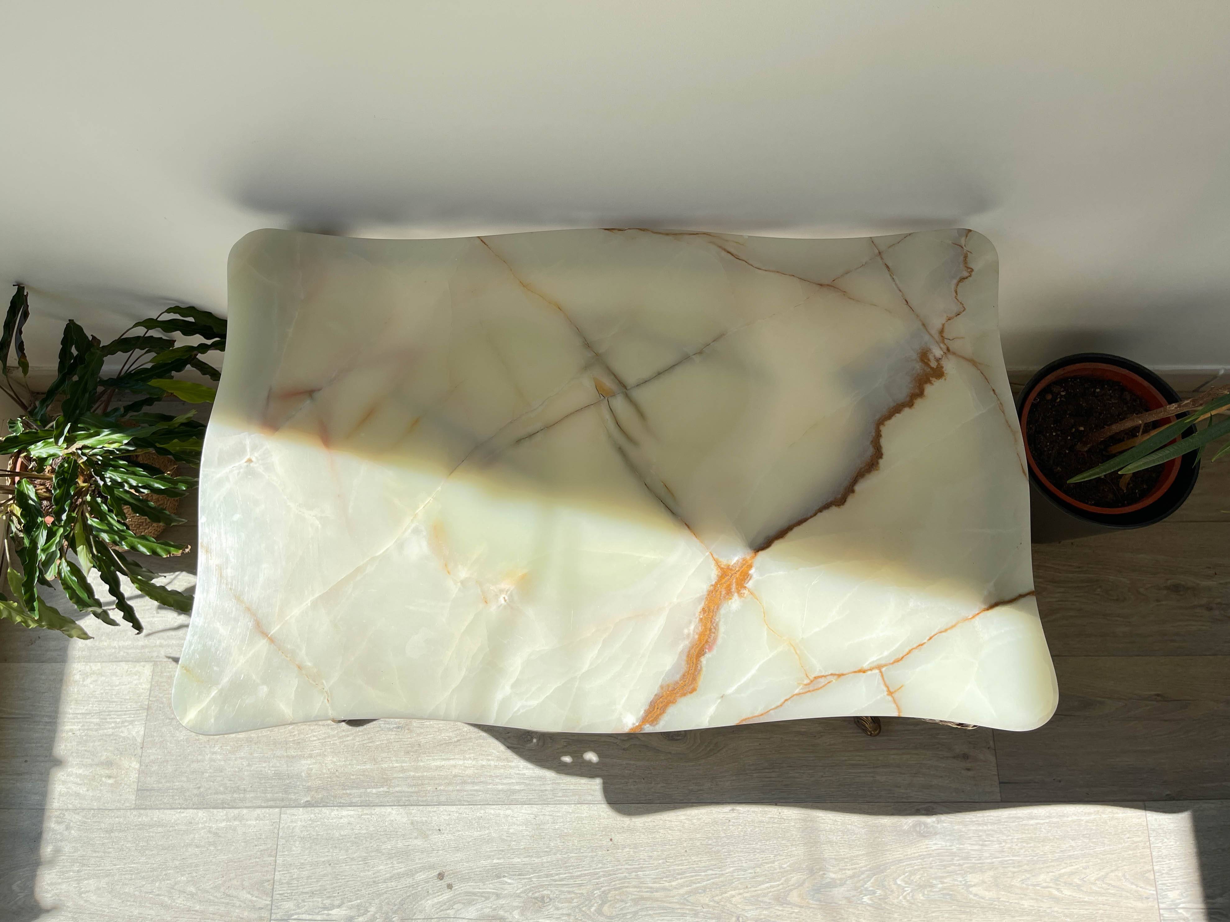 Table basse en marbre et bronze vintage