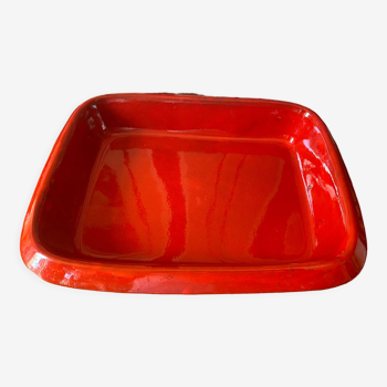 Plat rouge de Robert Picault vintage vallauris 50/60