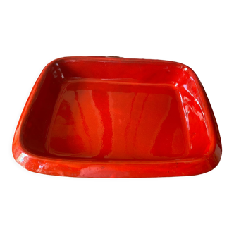 Plat rouge de Robert Picault vintage vallauris 50/60