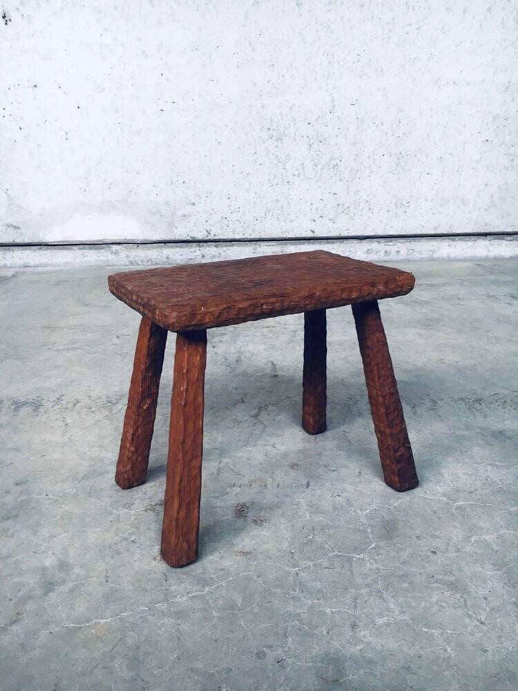 Carved Oak Side Table, 1940s