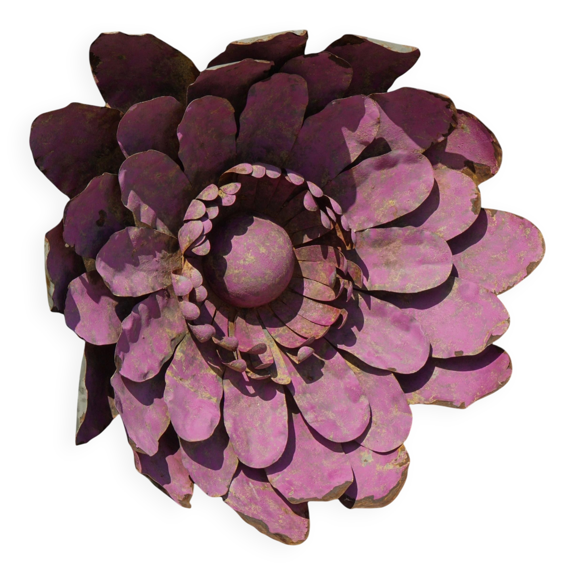 Large sculptural wall decoration of flowers in metal, Belgium, mid-20th century, 1960s.