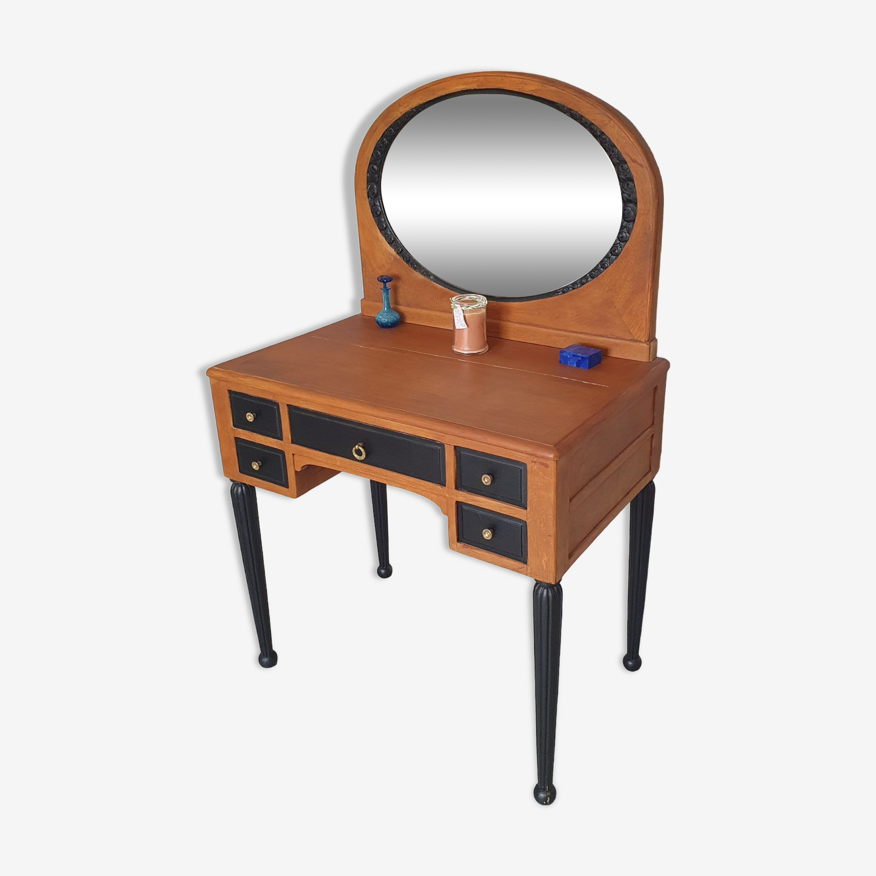 Coiffeuse vintage avec vitrine et miroir - Made in Meubles