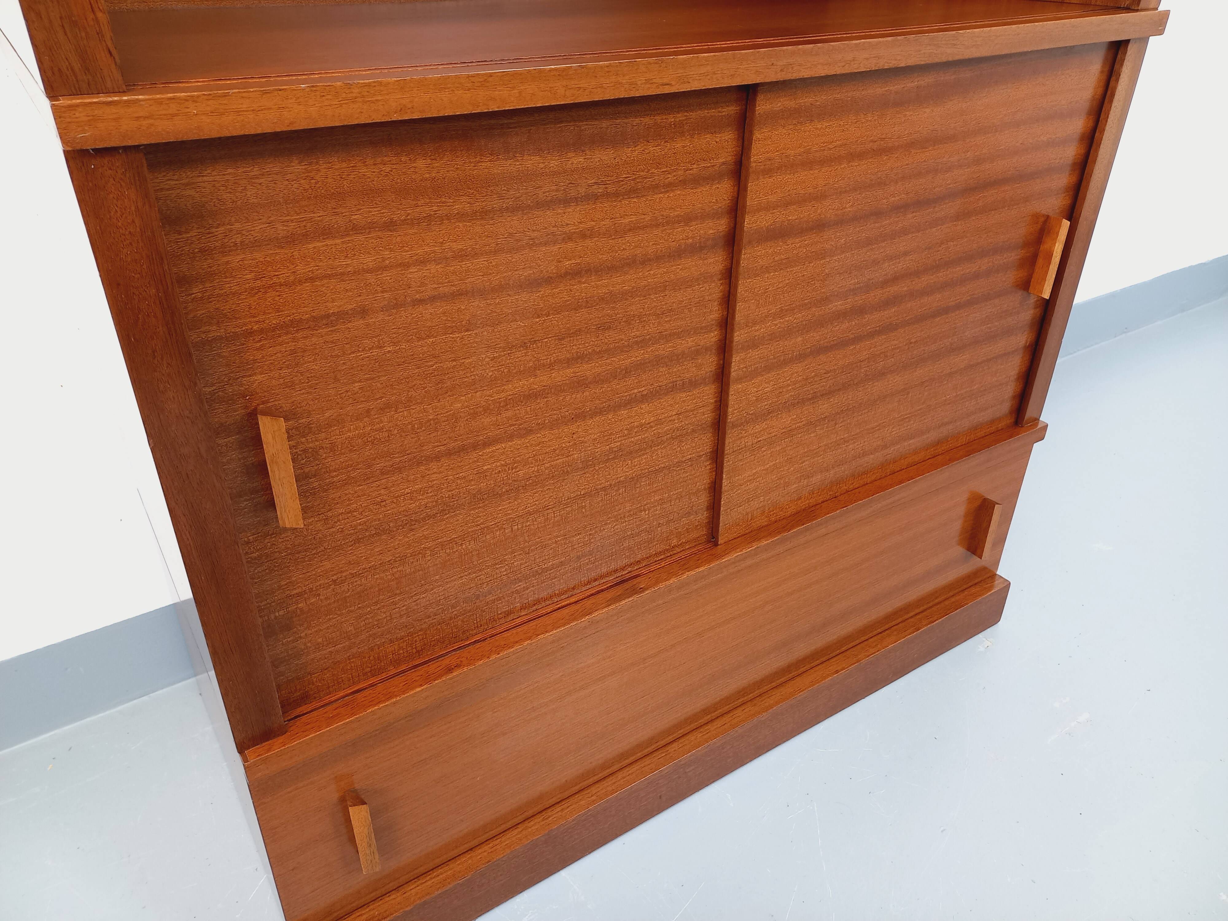 Vintage oak storage bookshelf from the 1960s.