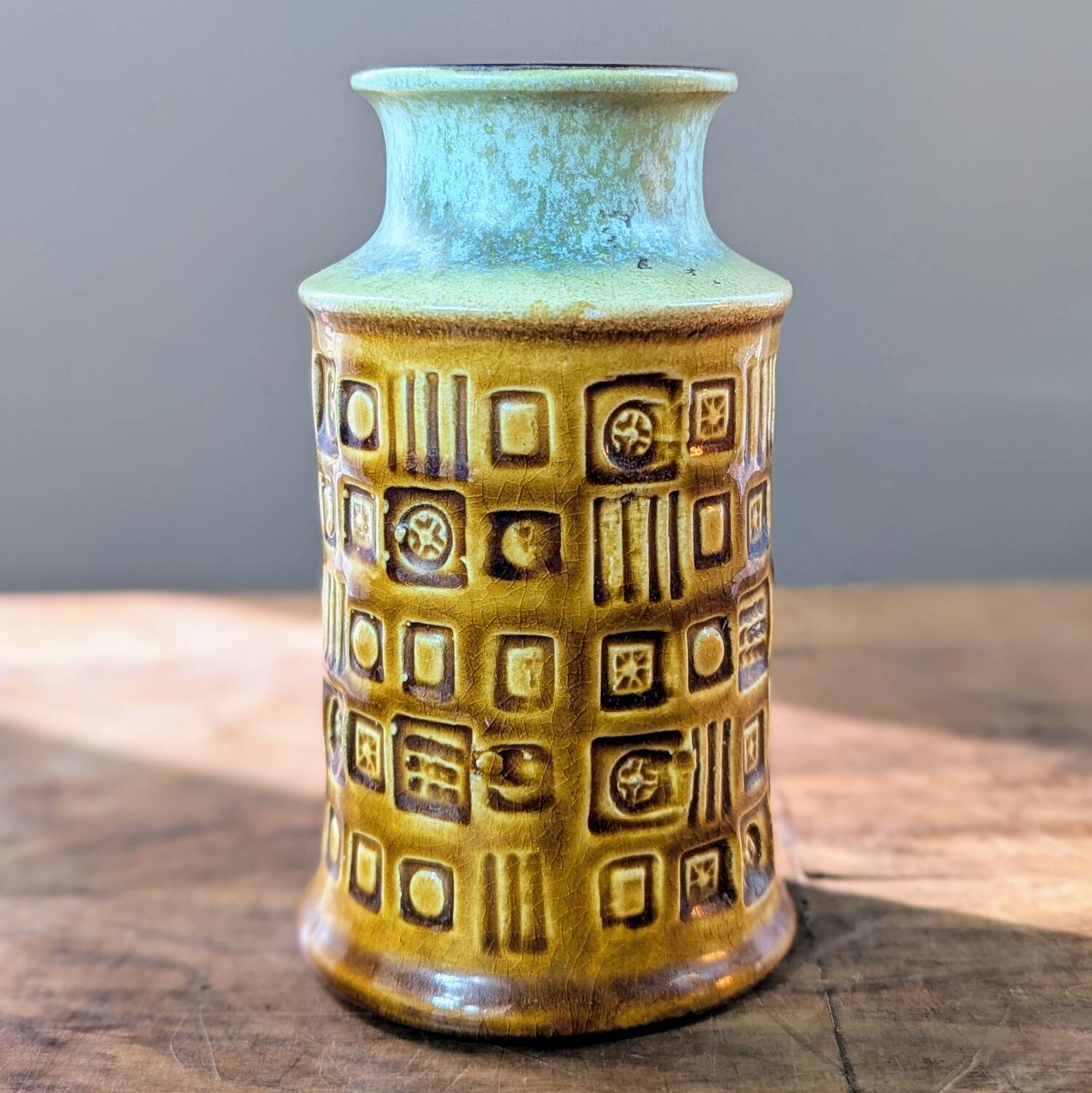 West Germany Bay 60-14 vase, vintage ceramic, geometric decoration