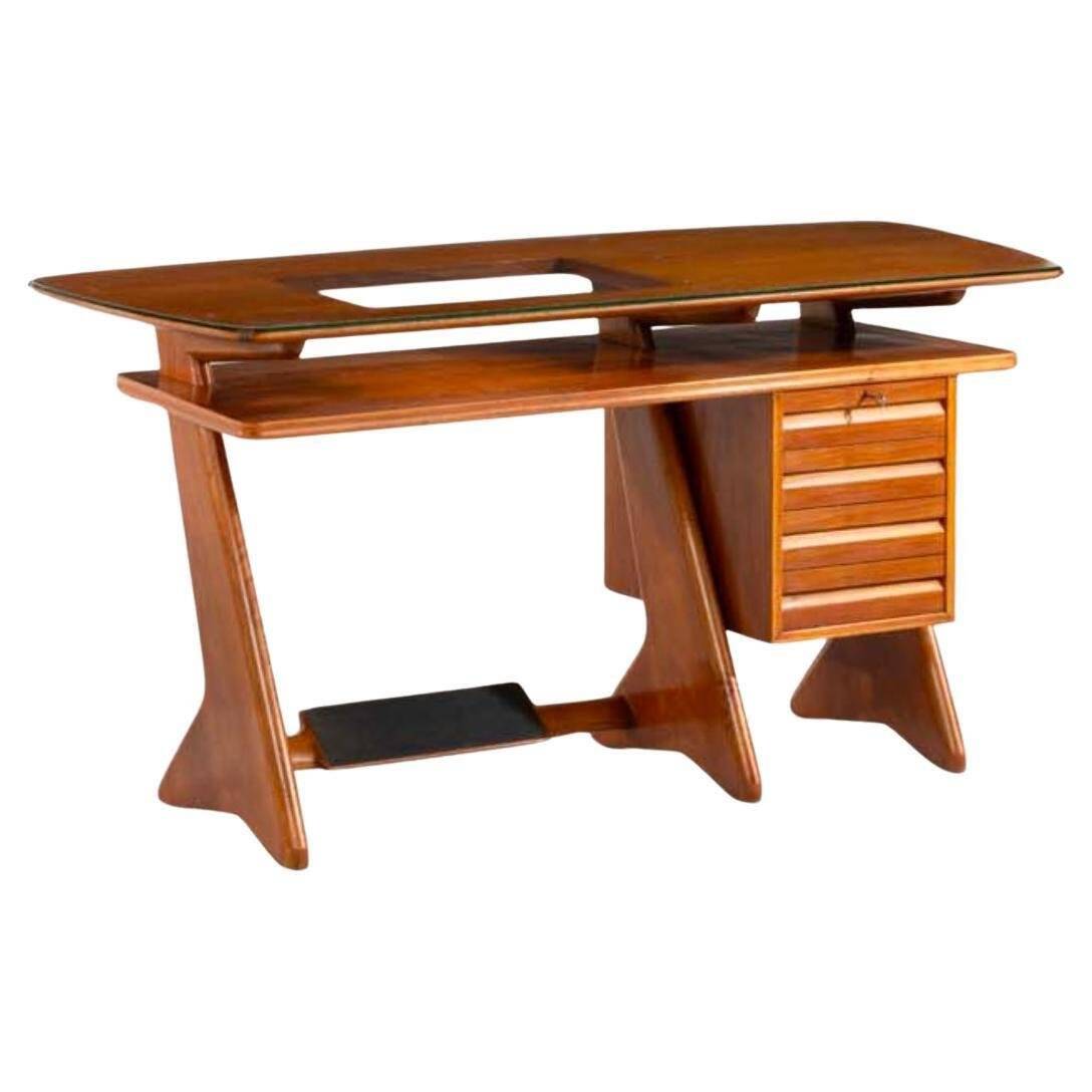 Desk in Wood and Glass attributed to Melchiorre Bega, Italy, 1950s