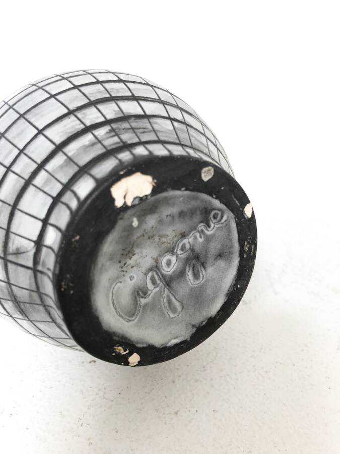 Vintage grey ceramic soliflore, 1970.