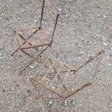 Pair of children's garden chairs, folding, all metal, retro 50s