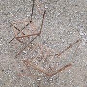 Pair of children's garden chairs, folding, all metal, retro 50s