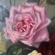 Large antique painting with roses – Oil on canvas from the 1900s – 40 x 102 cm – a large decorative format