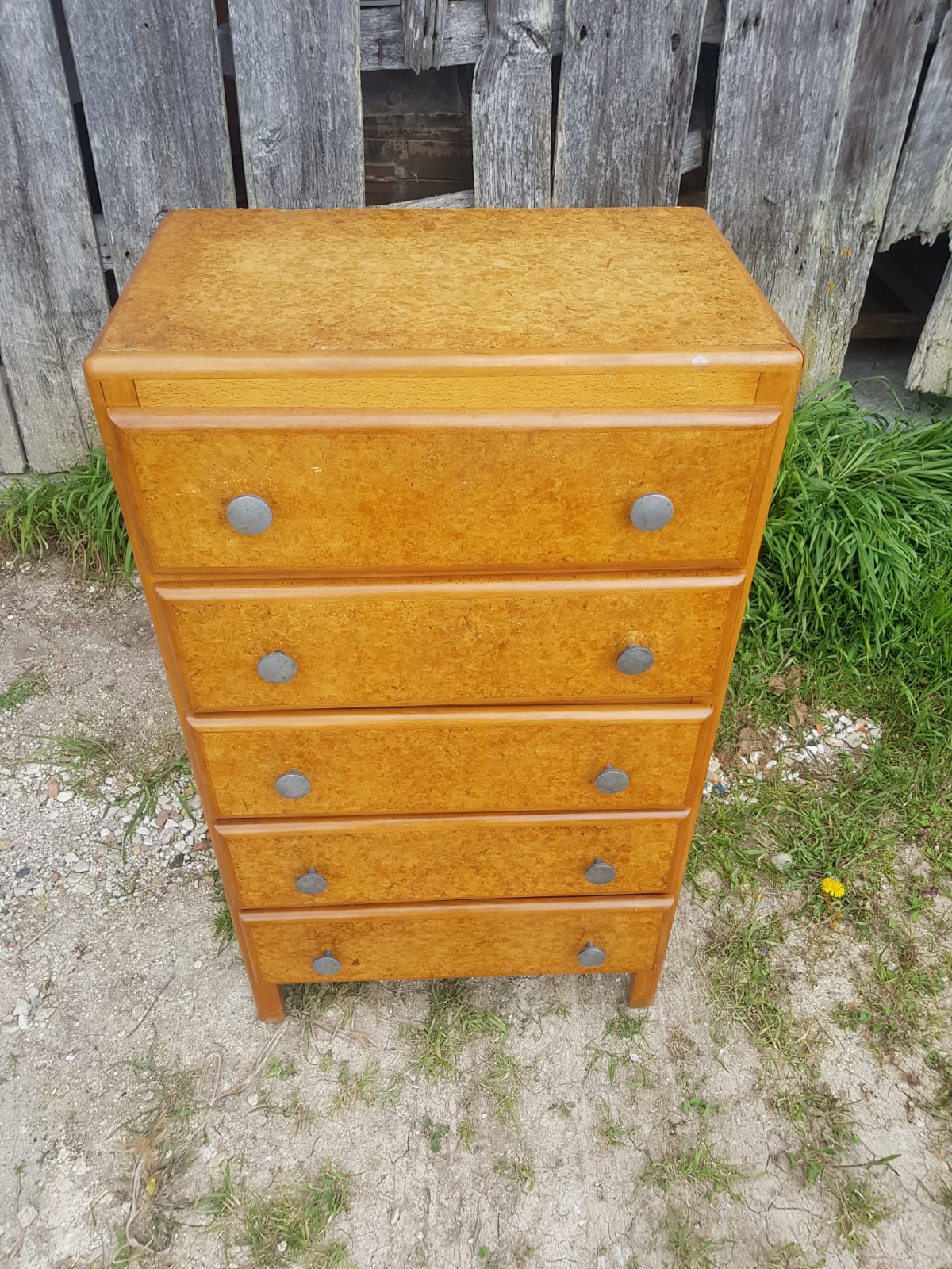 Ancient Commodity 5 Wood Drawers - Vintage 70s Alu Handles