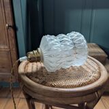 Frosted and clear moulded glass lampshade, mid-20th century.