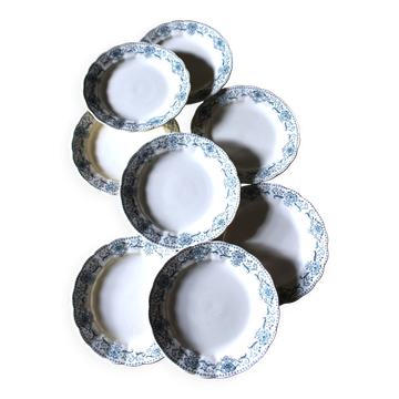 A set of 8 flat plates Terre de Fer Bleu Verdun HBC.