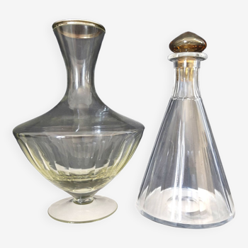 Two glass carafes