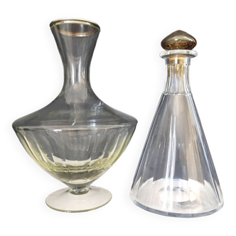 Two glass carafes