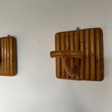 Pair patere vintage bamboo