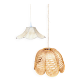 Suspension en rotin vintage