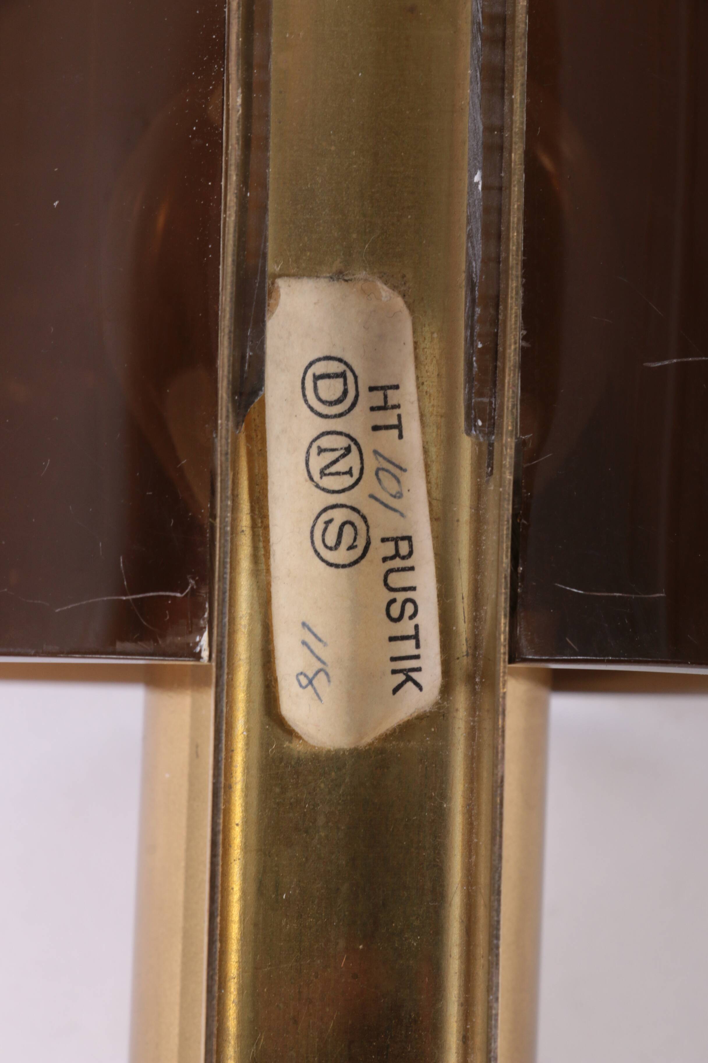 Danish Gilt Brass & Smoked Acrylic Glass Sconce from Hassel & Teudt, 1960s