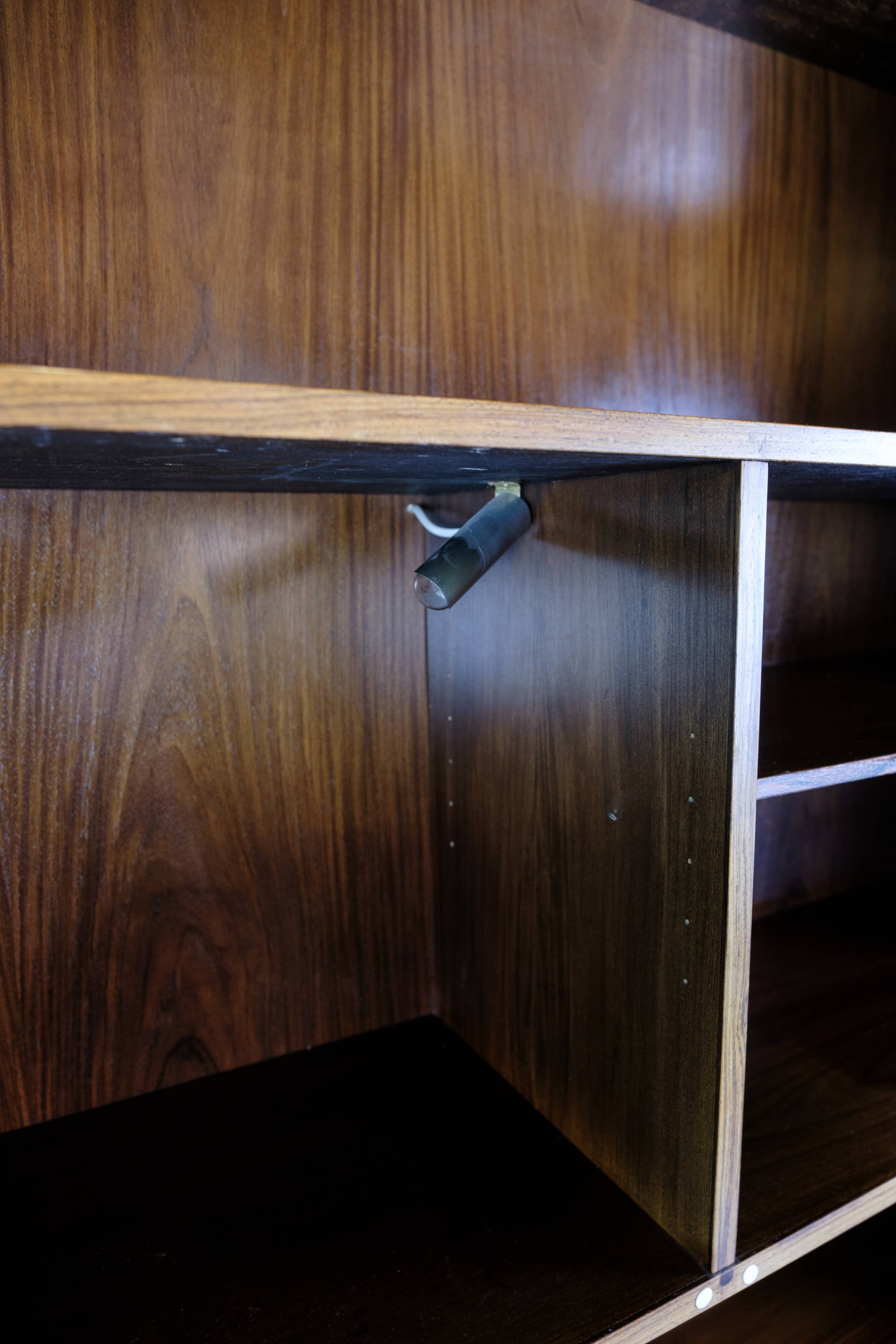 Bookcase With light Display Made In Rosewood, Danish Design From 1960s