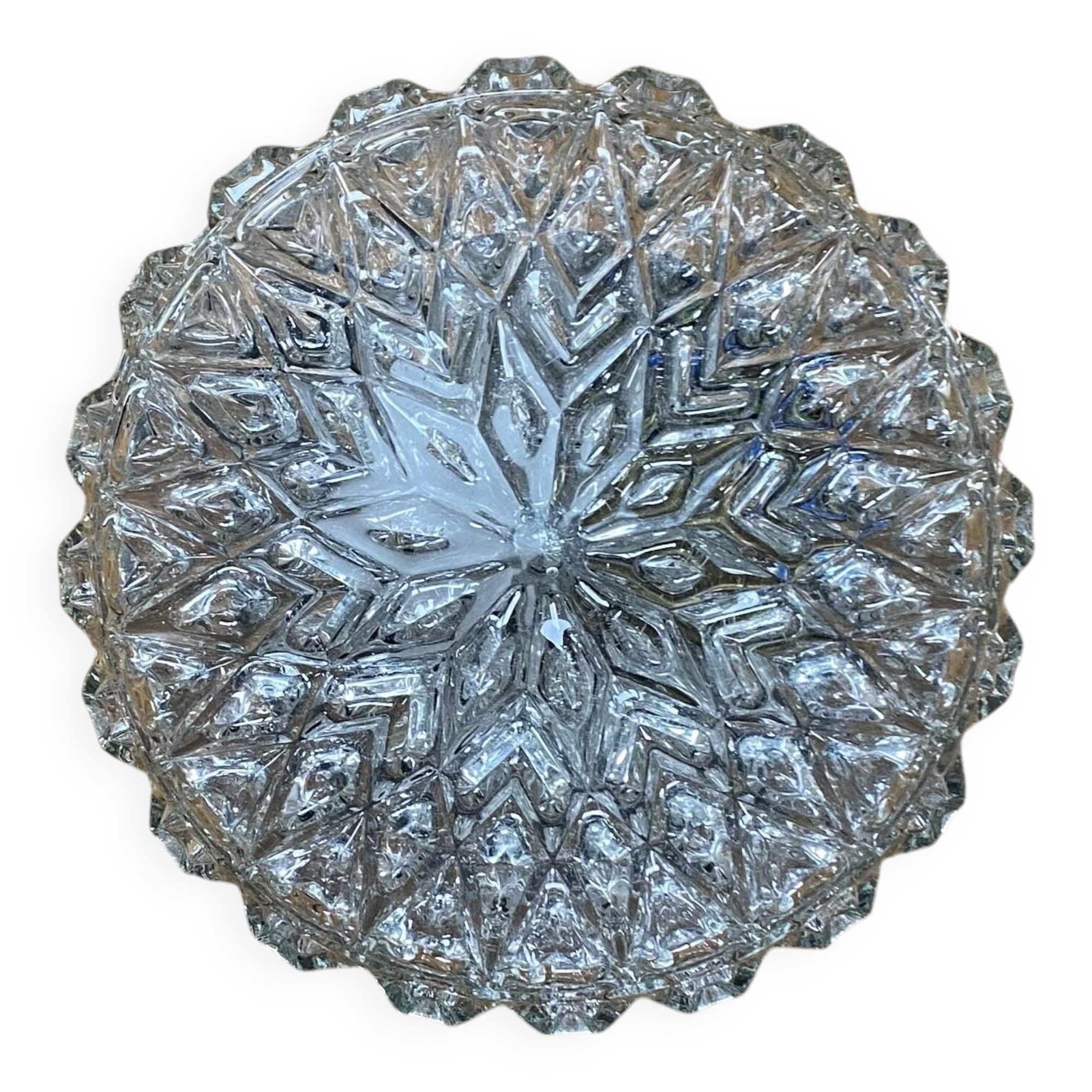 Vintage round wall light fixture in glass, 19 cm.