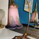 Art nouveau tulip style bronze lamp signed