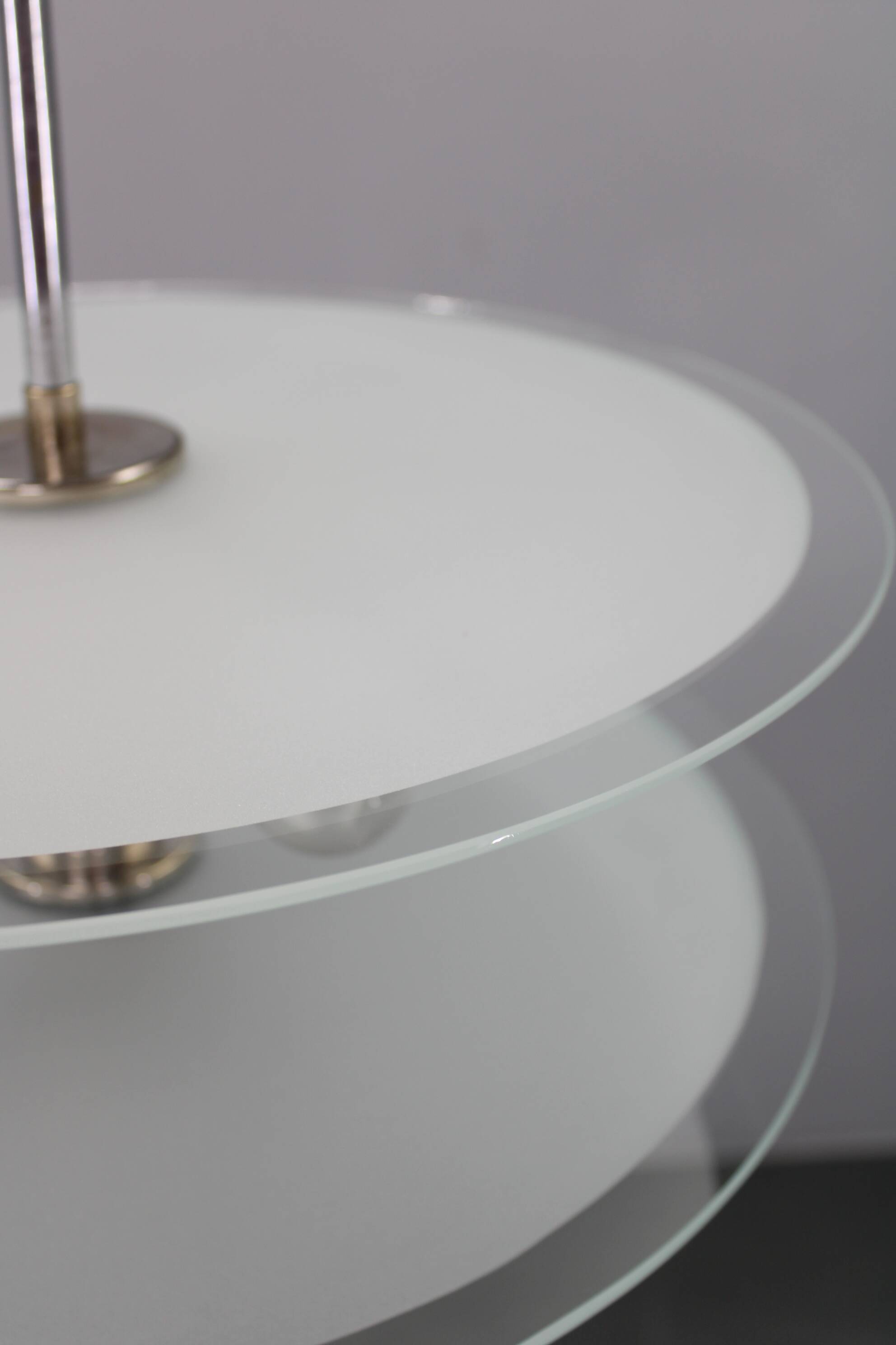 Chandelier en chrome et verre Bauhaus des années 1930, Tchécoslovaquie