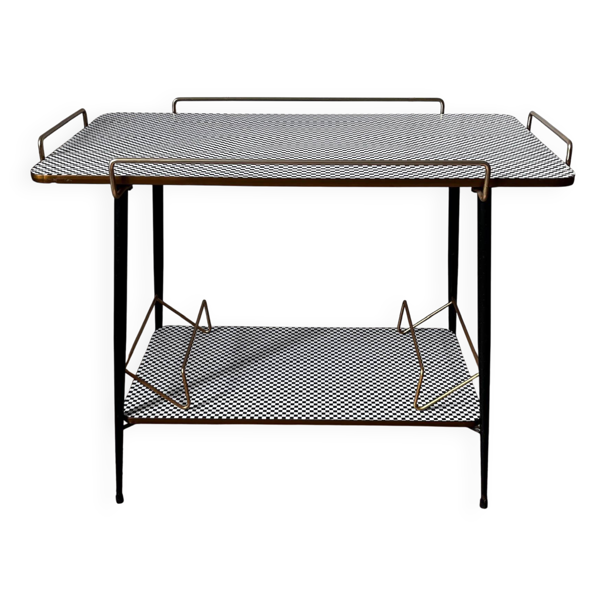 Vintage dessert table with checkerboard pattern
