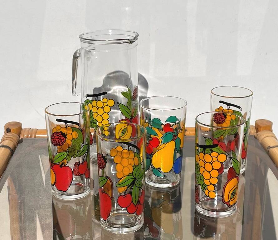 Borgonovo pitcher and glass set. Vintage 70s